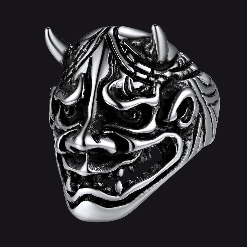 Gothic Hannya Mask Demon Ring for