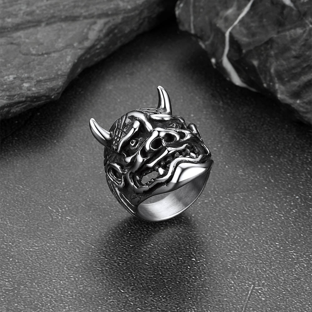 Gothic Hannya Mask Demon Ring for