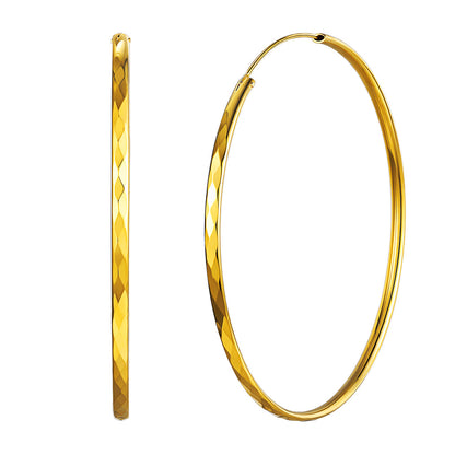 Diamond-cut Silver Hoop Earrings for 30/50/70mm