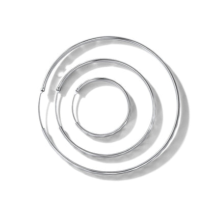 Diamond-cut Silver Hoop Earrings for 30/50/70mm