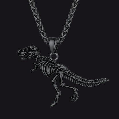 Punk Dinosaur Skeleton Necklace for in Stainless Steel