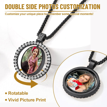Cuban Chain & Cz Custom Picture Necklace Set for