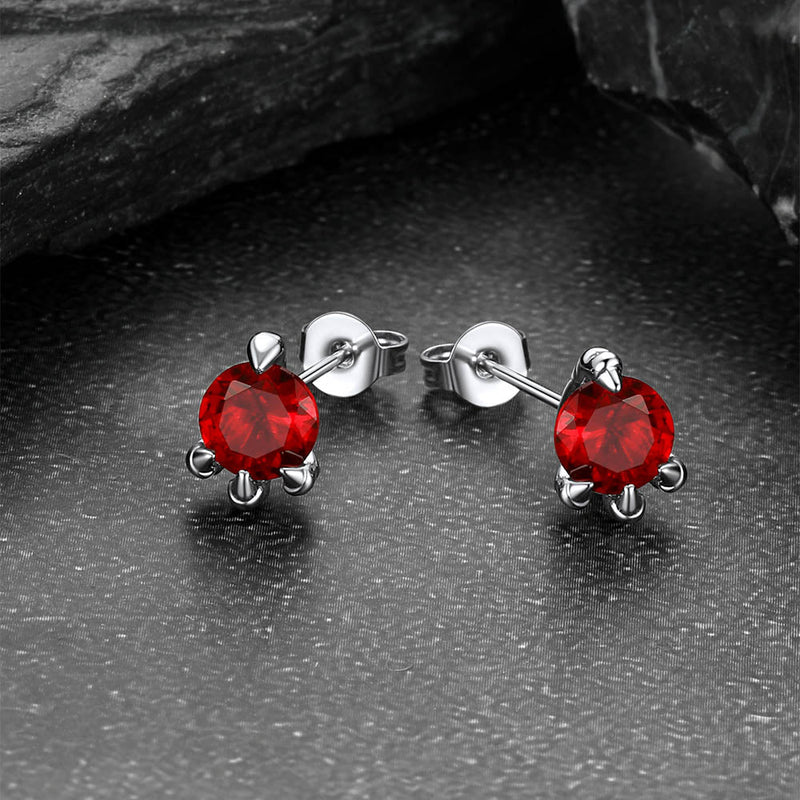 Gothic Red Diamond Dragon Claw Stud Earrings for