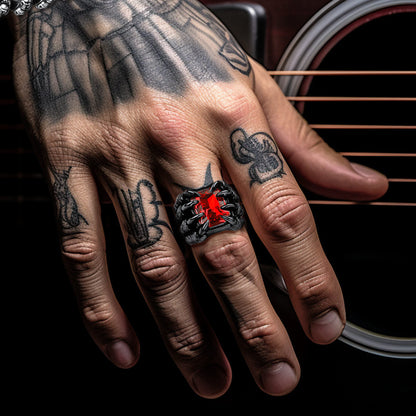 Crystal Dragon Claw Stainless Steel Gemstone Ring for