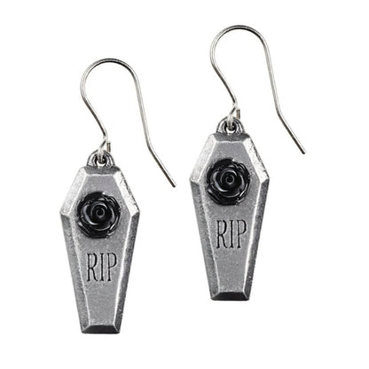 Rip Black Rose Coffin Earrings by Alchemy Gothic