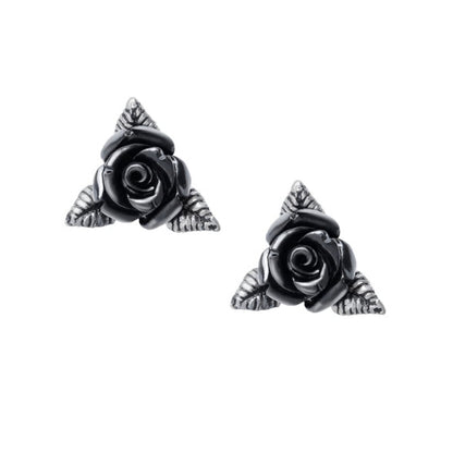 Ring O'roses Black Rose Ear Studs by Alchemy Gothic