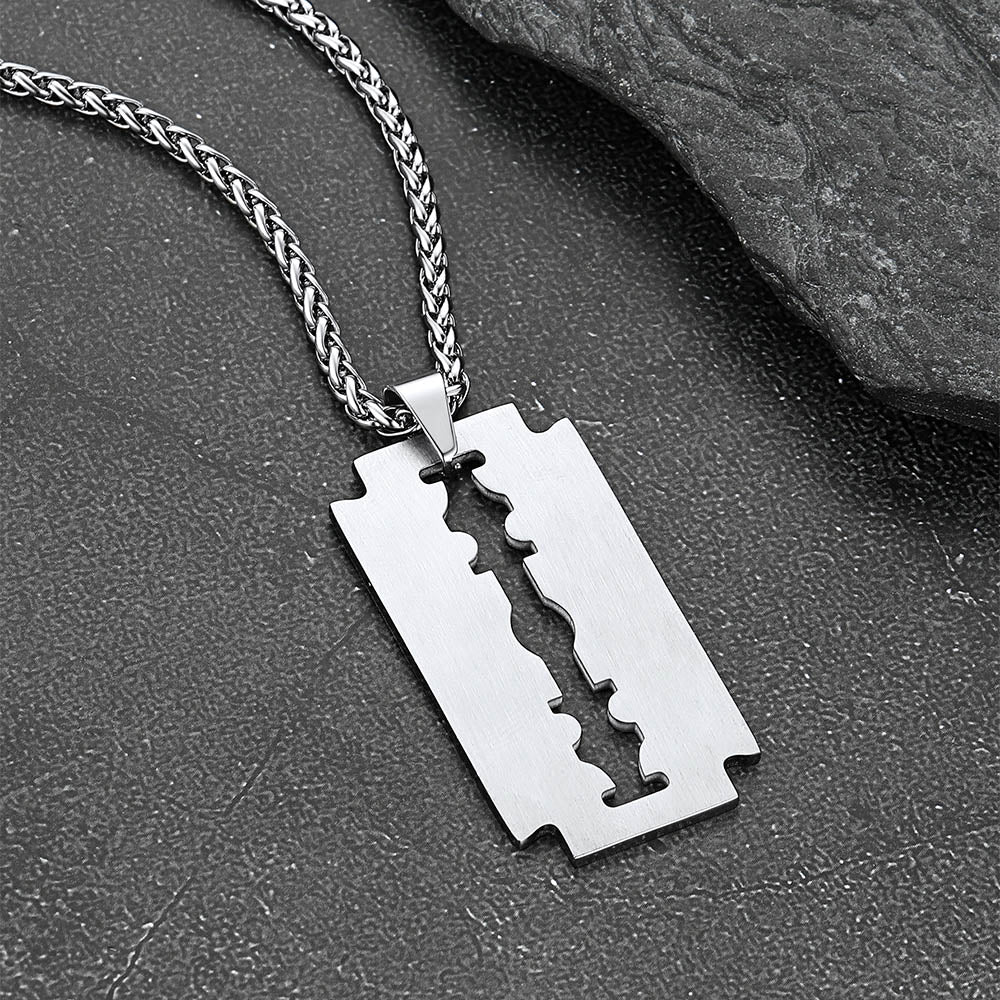 Cuban Chain & Eboy Razor Blade Necklace Set for