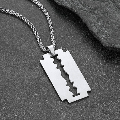 Cuban Chain & Eboy Razor Blade Necklace Set for