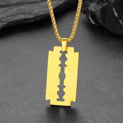 Eboy Razor Blade Dog Tag Pendant Necklace for