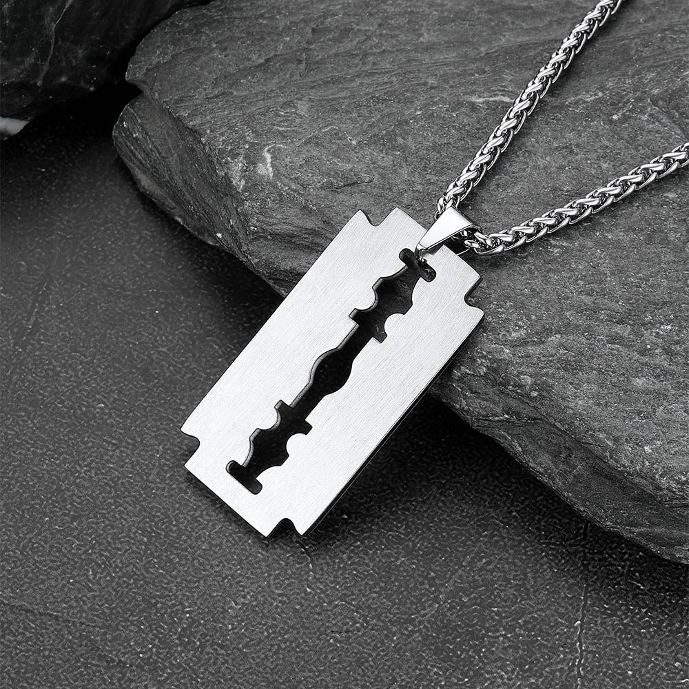 Eboy Razor Blade Dog Tag Pendant Necklace for