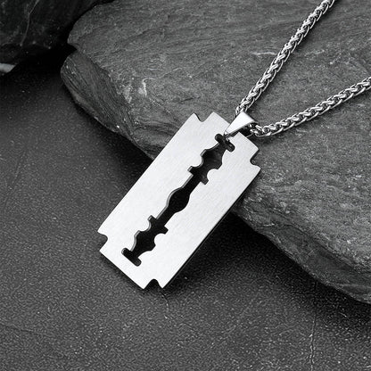 Eboy Razor Blade Dog Tag Pendant Necklace for