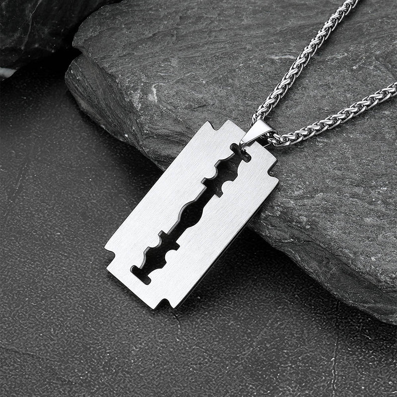 Eboy Razor Blade Dog Tag Pendant Necklace for