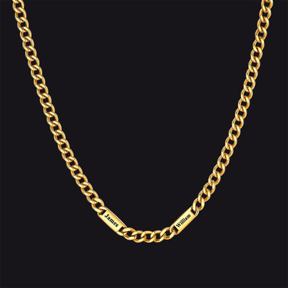 Customized Engraved Cuban Chain Name Link Necklace for