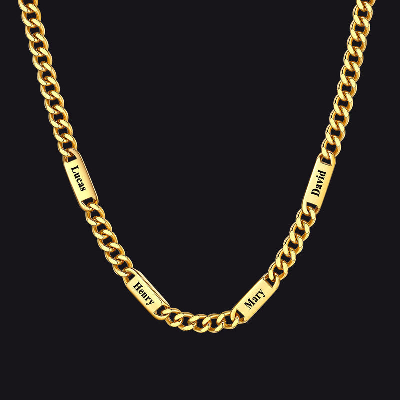 Customized Engraved Cuban Chain Name Link Necklace for