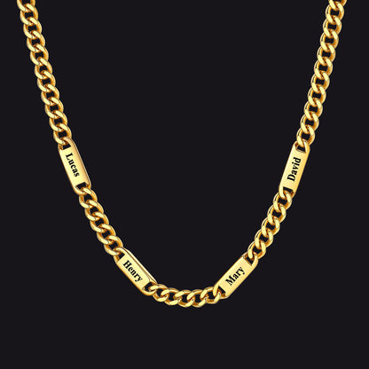 Customized Engraved Cuban Chain Name Link Necklace for