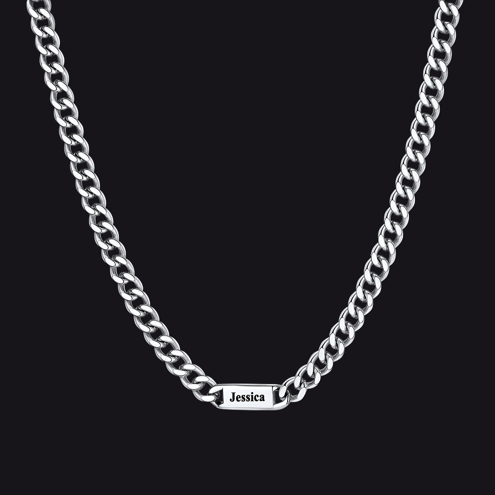 Customized Engraved Cuban Chain Name Link Necklace for