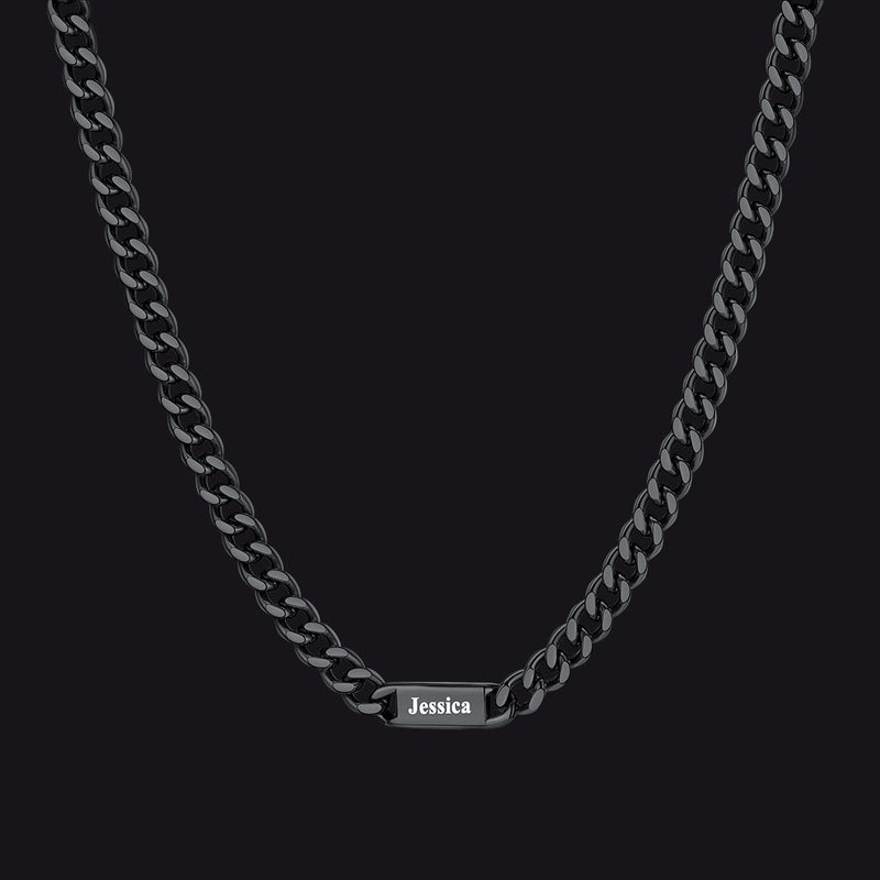 Customized Engraved Cuban Chain Name Link Necklace for
