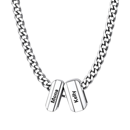 Personalized Engraved Name Chain Charm Necklace for