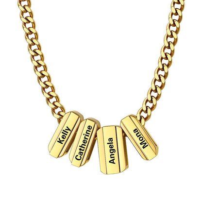 Personalized Engraved Name Chain Charm Necklace for