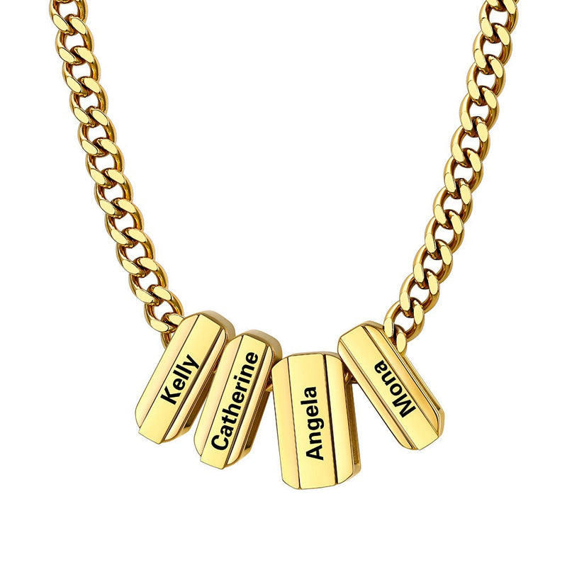Personalized Engraved Name Chain Charm Necklace for