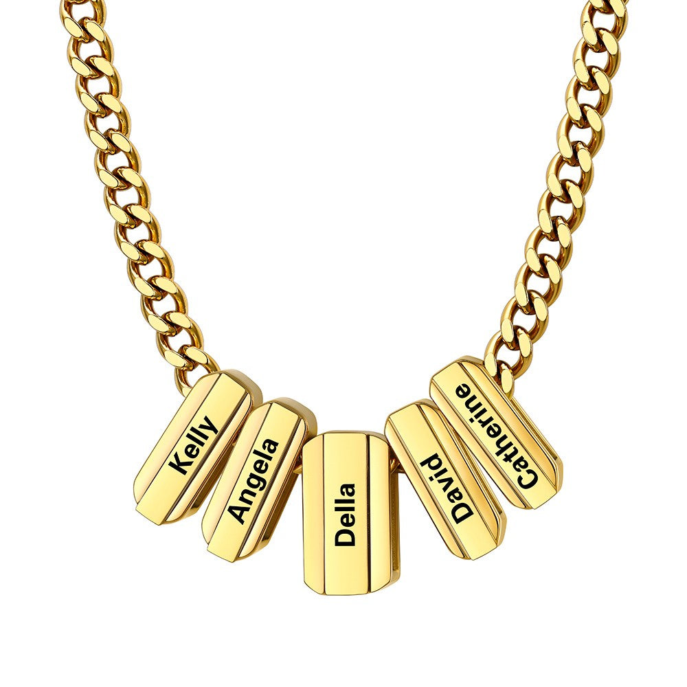 Personalized Engraved Name Chain Charm Necklace for