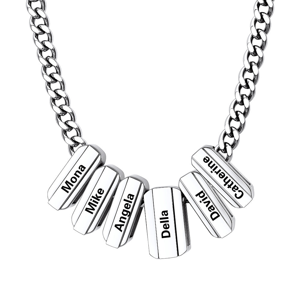 Personalized Engraved Name Chain Charm Necklace for
