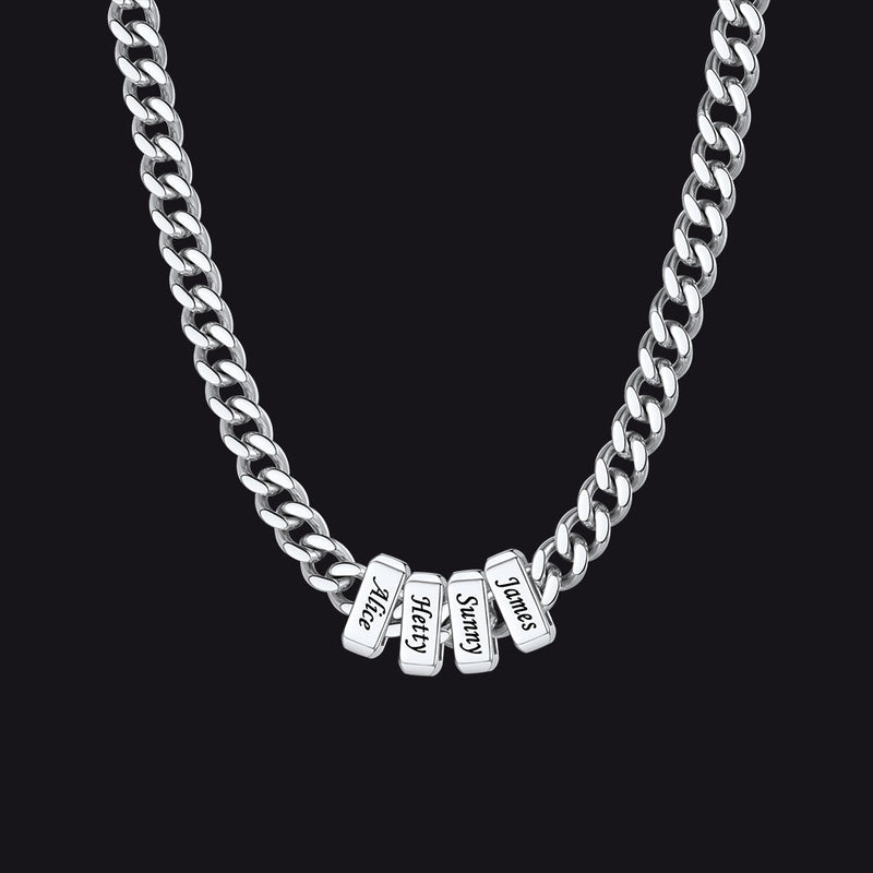 Custom Multi Charm Name Cuban Link Chain Necklace for Father Gift