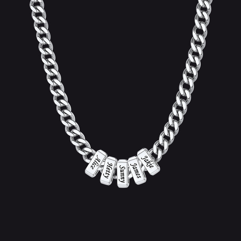 Custom Multi Charm Name Cuban Link Chain Necklace for Father Gift