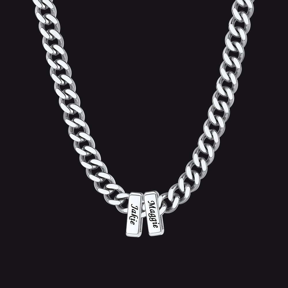 Custom Multi Charm Name Cuban Link Chain Necklace for Father Gift