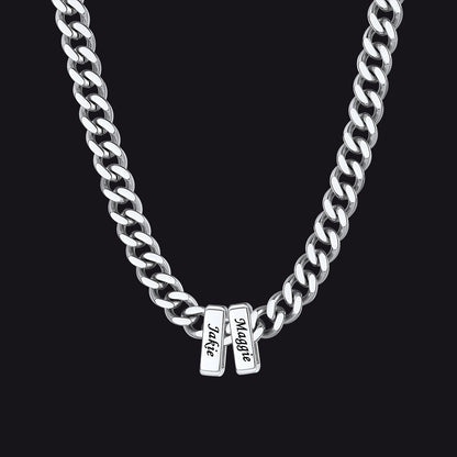 Custom Multi Charm Name Cuban Link Chain Necklace for Father Gift