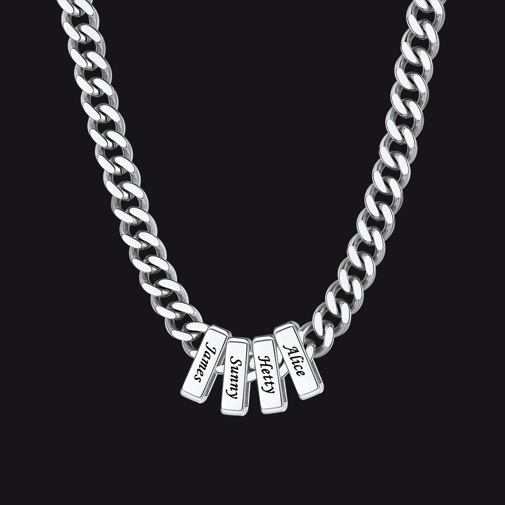 Custom Multi Charm Name Cuban Link Chain Necklace for Father Gift