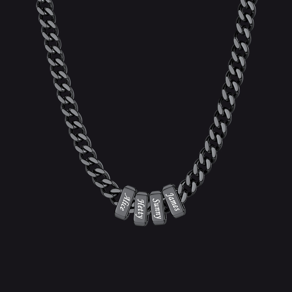 Custom Multi Charm Name Cuban Link Chain Necklace for Father Gift