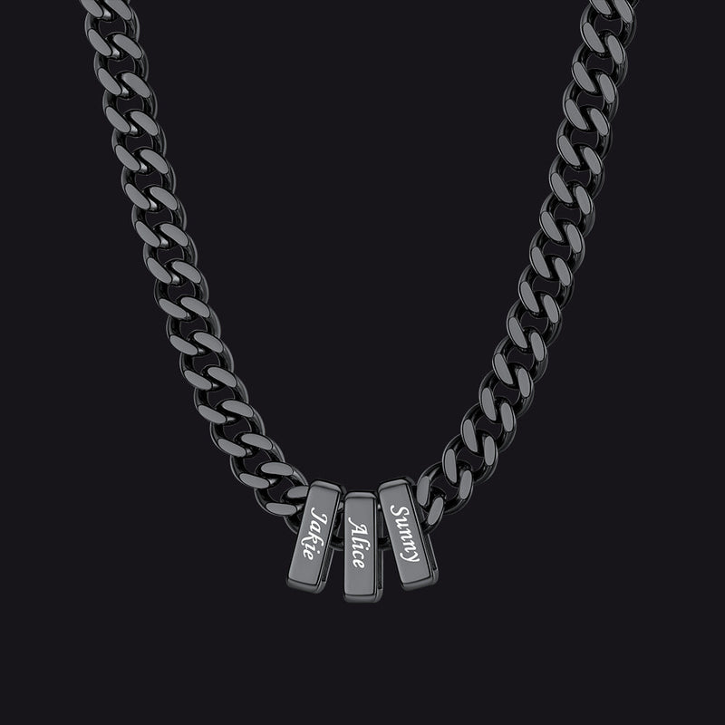 Custom Multi Charm Name Cuban Link Chain Necklace for Father Gift