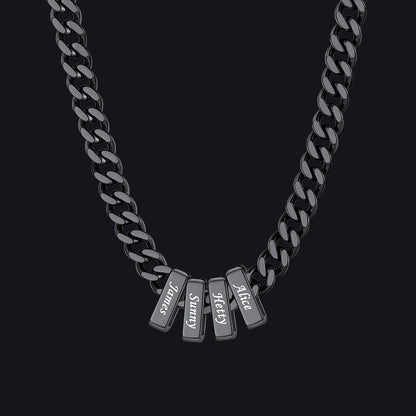 Custom Multi Charm Name Cuban Link Chain Necklace for Father Gift