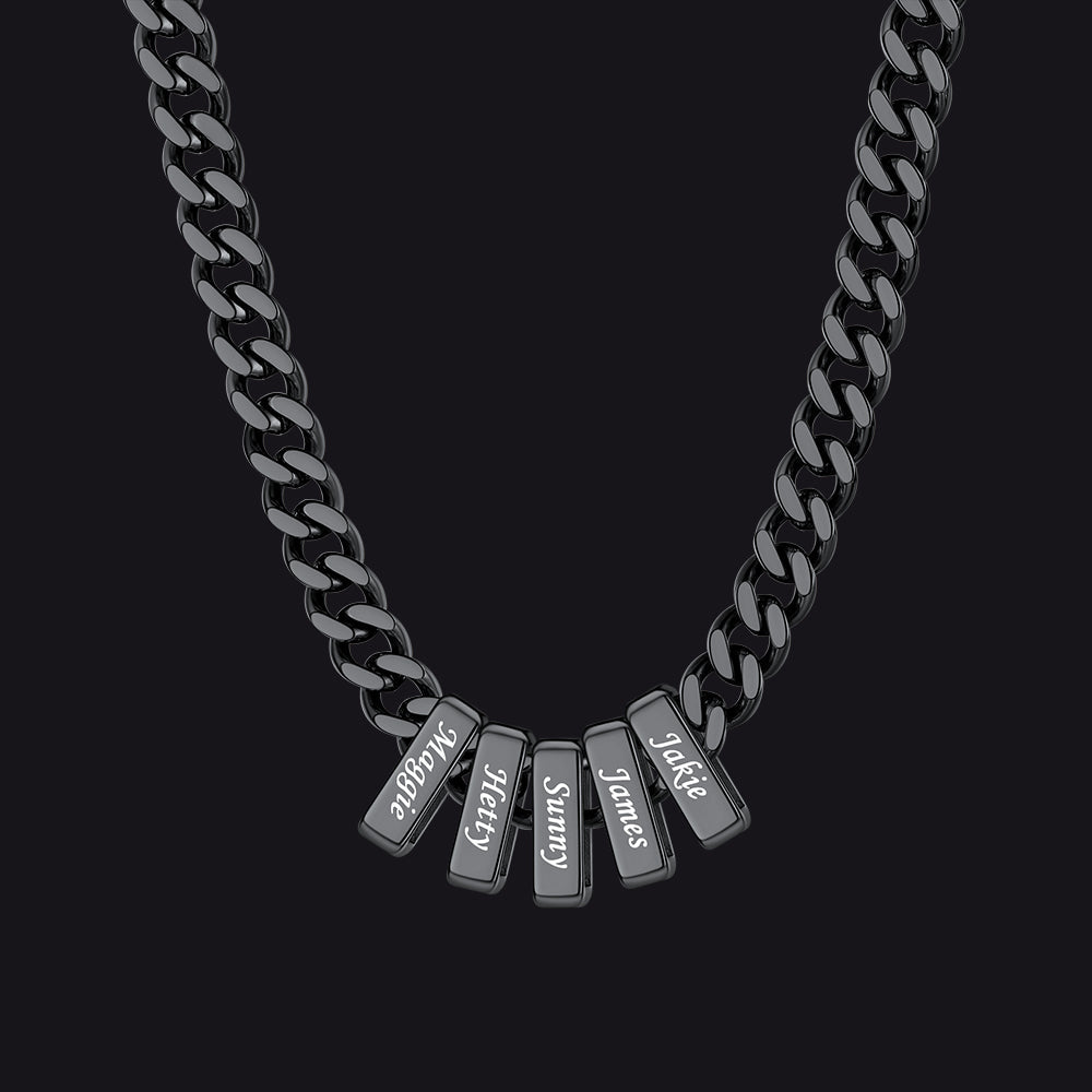 Custom Multi Charm Name Cuban Link Chain Necklace for Father Gift
