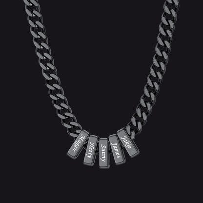 Custom Multi Charm Name Cuban Link Chain Necklace for Father Gift