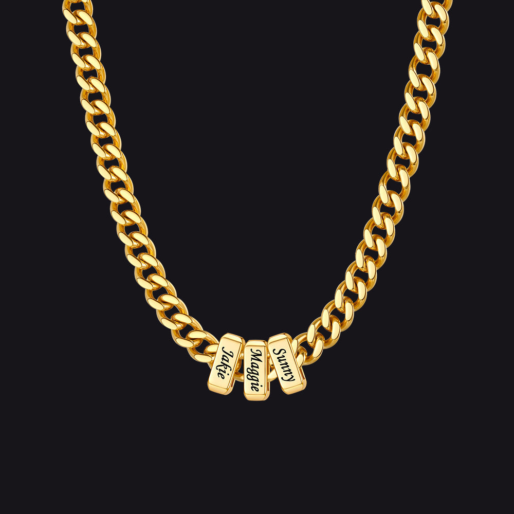 Custom Multi Charm Name Cuban Link Chain Necklace for Father Gift