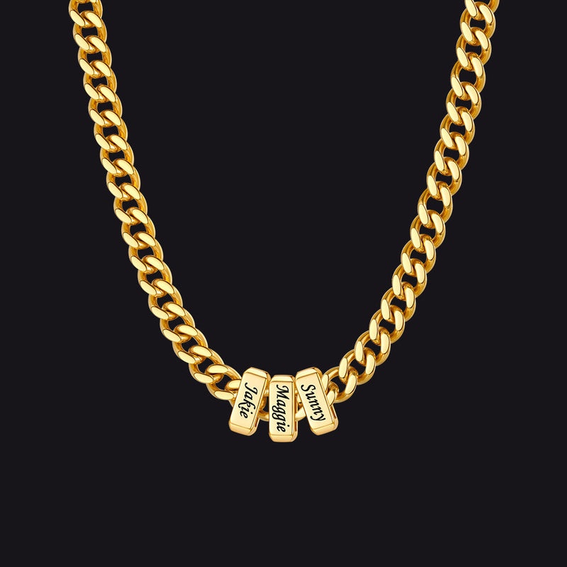 Custom Multi Charm Name Cuban Link Chain Necklace for Father Gift