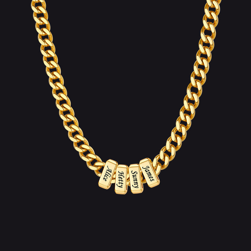 Custom Multi Charm Name Cuban Link Chain Necklace for Father Gift
