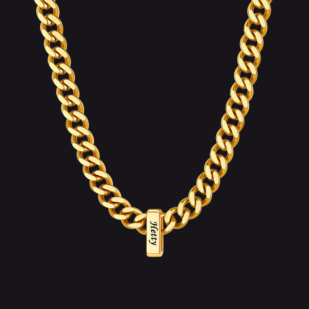 Custom Multi Charm Name Cuban Link Chain Necklace for Father Gift