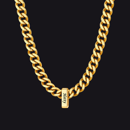 Custom Multi Charm Name Cuban Link Chain Necklace for Father Gift
