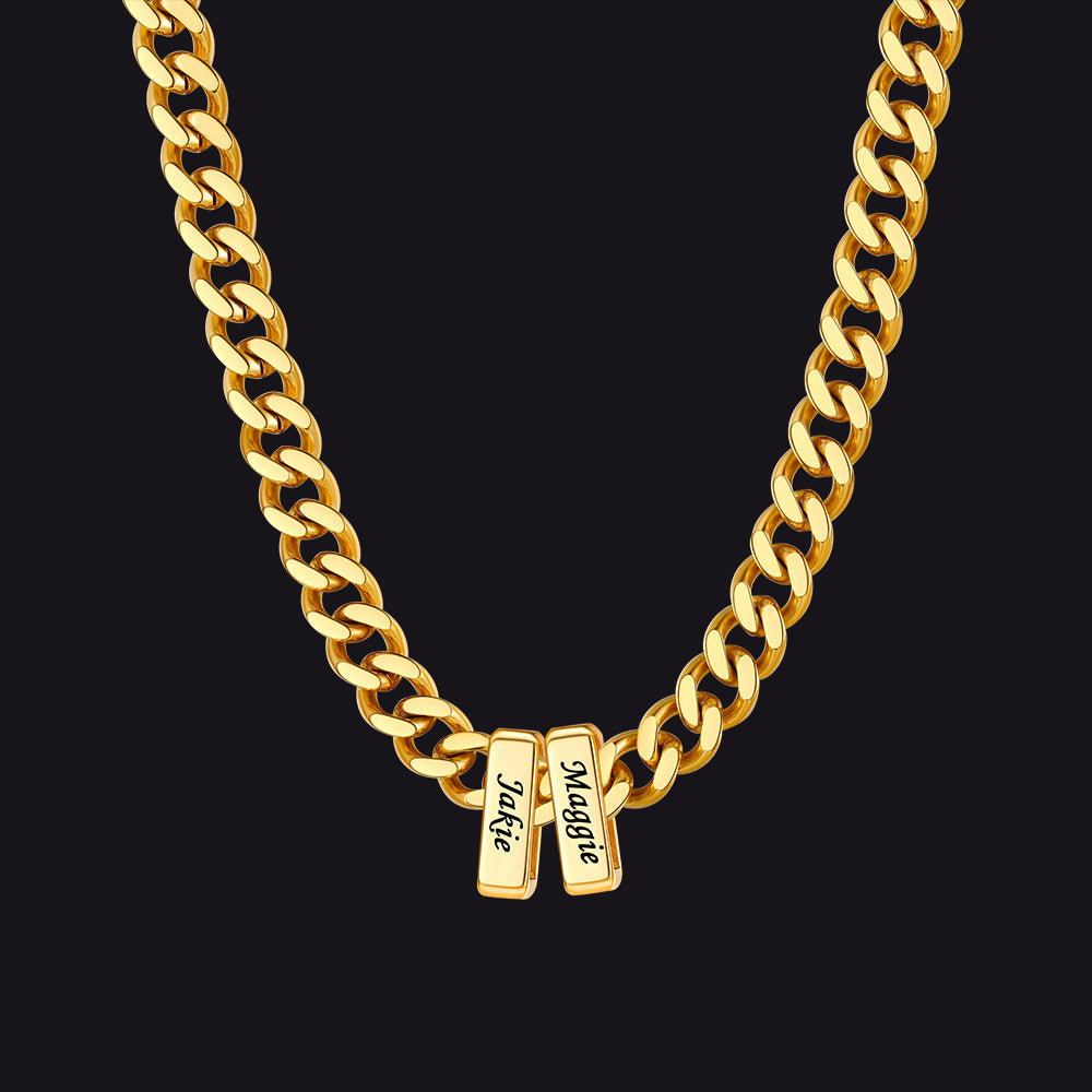 Custom Multi Charm Name Cuban Link Chain Necklace for Father Gift