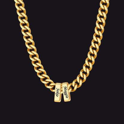 Custom Multi Charm Name Cuban Link Chain Necklace for Father Gift