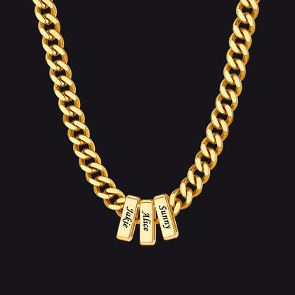 Custom Multi Charm Name Cuban Link Chain Necklace for Father Gift