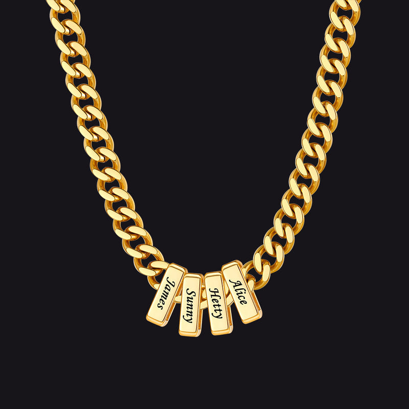 Custom Multi Charm Name Cuban Link Chain Necklace for Father Gift