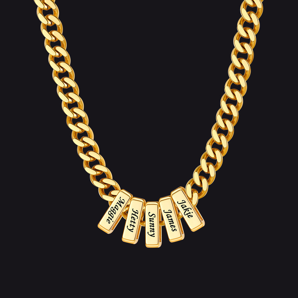 Custom Multi Charm Name Cuban Link Chain Necklace for Father Gift
