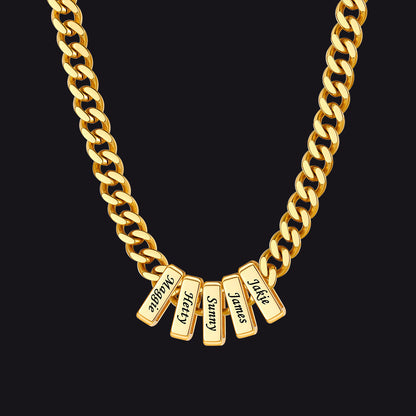 Custom Multi Charm Name Cuban Link Chain Necklace for Father Gift