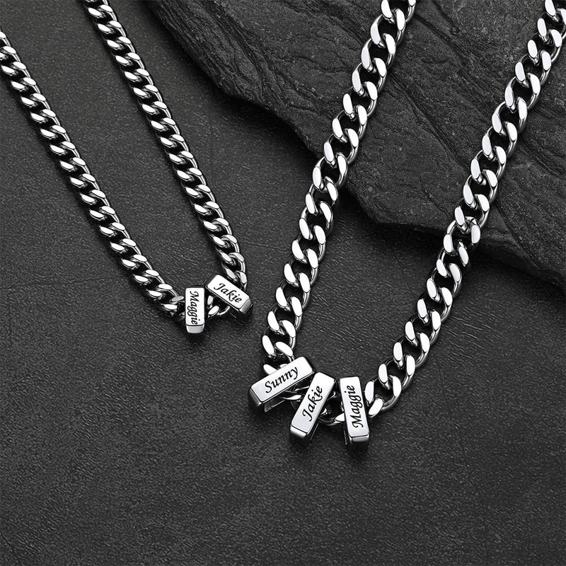 Custom Multi Charm Name Cuban Link Chain Necklace for Father Gift