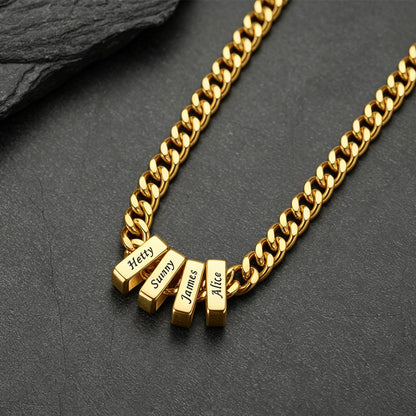 Custom Multi Charm Name Cuban Link Chain Necklace for Father Gift