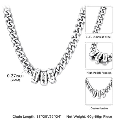 Custom Multi Charm Name Cuban Link Chain Necklace for Father Gift